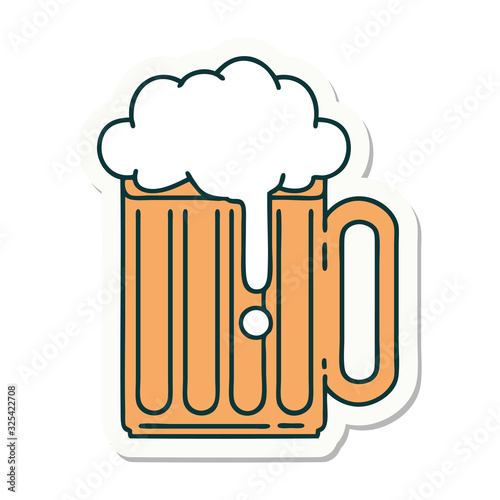 tattoo style sticker of a beer tankard