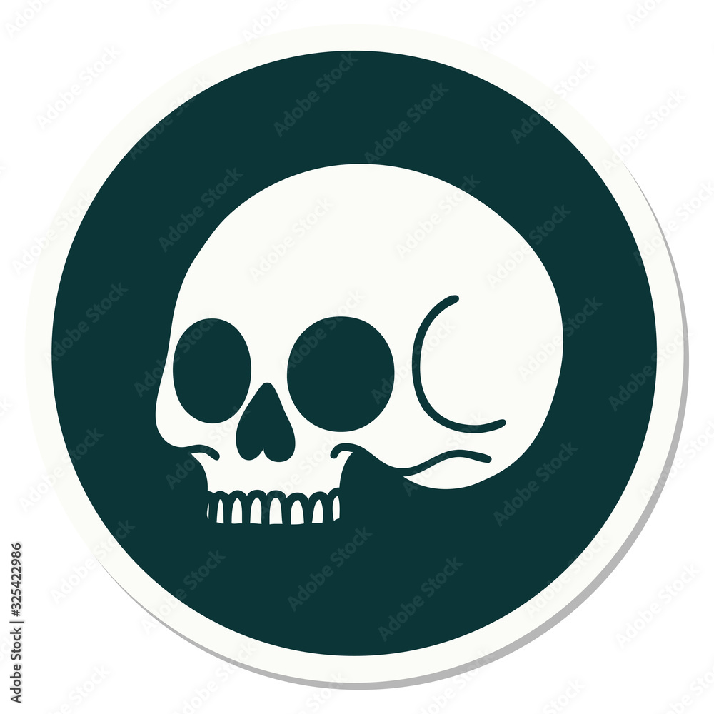 tattoo style sticker of a skull tattoo style sticker of a skull