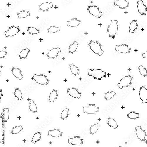 Black Check engine icon isolated seamless pattern on white background. Vector Illustration