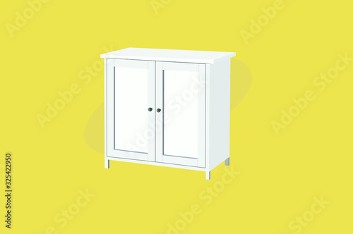 Closet or Wardrobe Isolated. Wooden Furniture. Vector Illustration.