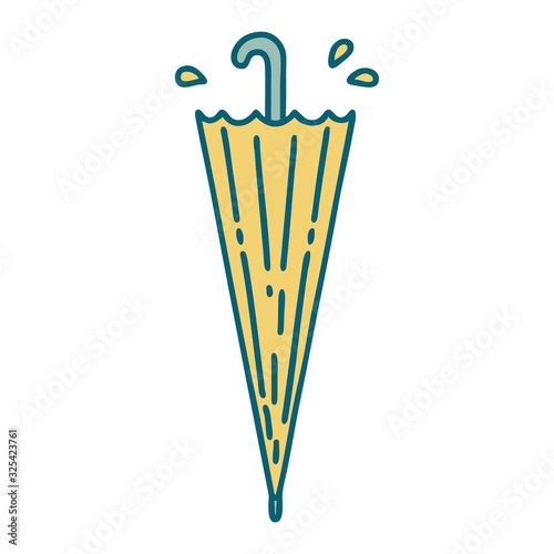 tattoo style icon of a closed umbrella