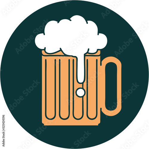 tattoo style icon of a beer tankard
