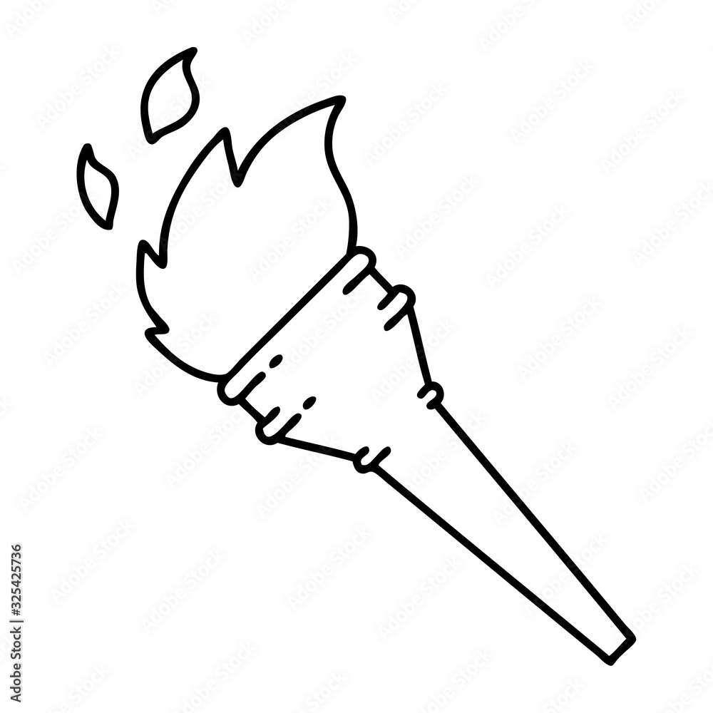 black line tattoo of a lit torch black line tattoo of a lit torch