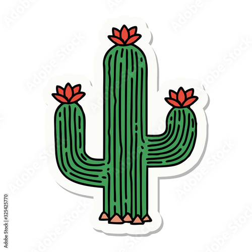 tattoo style sticker of a cactus