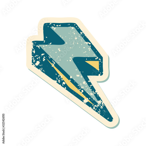 distressed sticker tattoo style icon of lightning  bolt