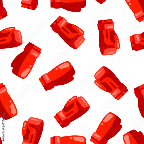 Seamless pattern with boxing gloves in flat style.