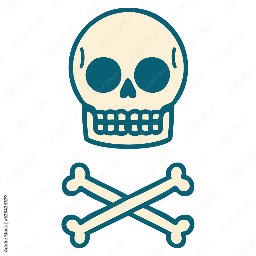 tattoo style icon of a skull and bones tattoo style icon of a skull and bones