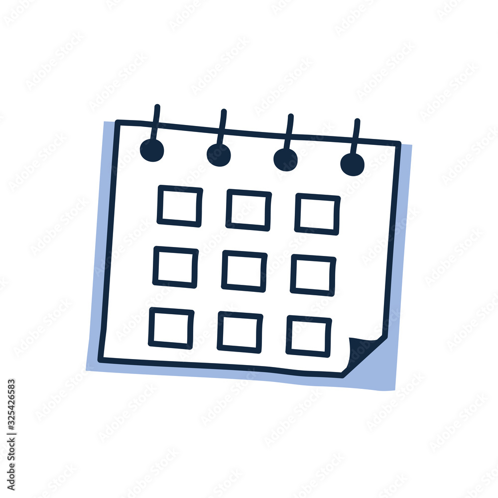 Isolated calendar doodle line fill style icon vector design Isolated calendar doodle line fill style icon vector design