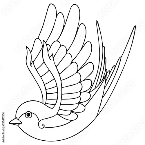 black line tattoo of a swallow