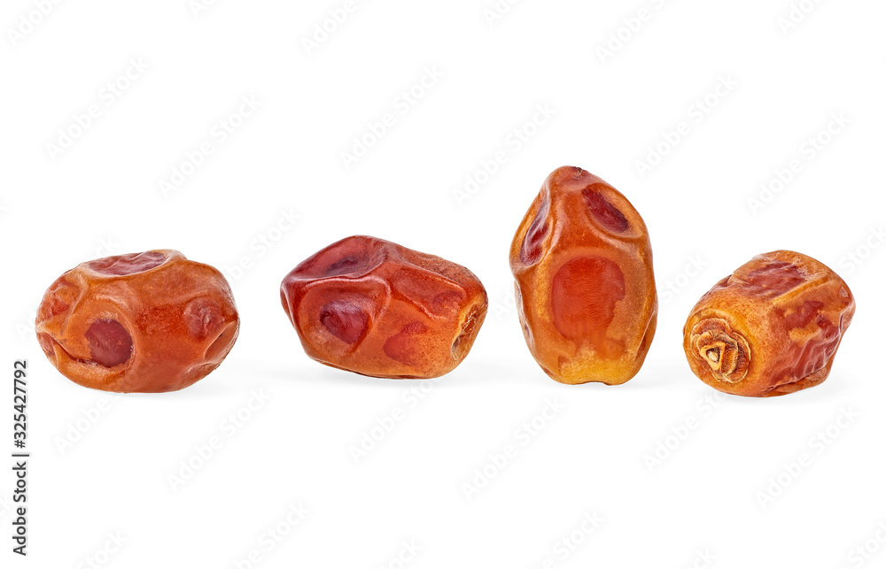 Dried dates isolated on a white background. Dates palm. Medjool dates. Dried dates isolated on a white background. Dates palm. Medjool dates.
