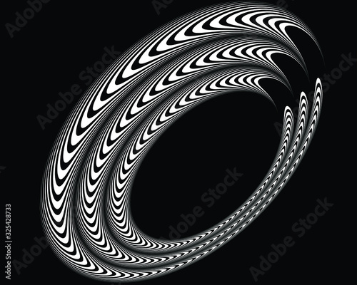 Abstract background with optical illusion wave. Black and white horizontal lines with wavy distortion effect for prints, web pages, template, posters, monochrome backgrounds and pattern