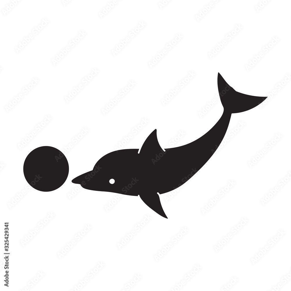 Dolphin with ball vector icon.Black vector icon isolated on white background dolphin with ball . Dolphin with ball vector icon.Black vector icon isolated on white background dolphin with ball .