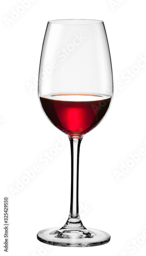 glass of red wine on white background