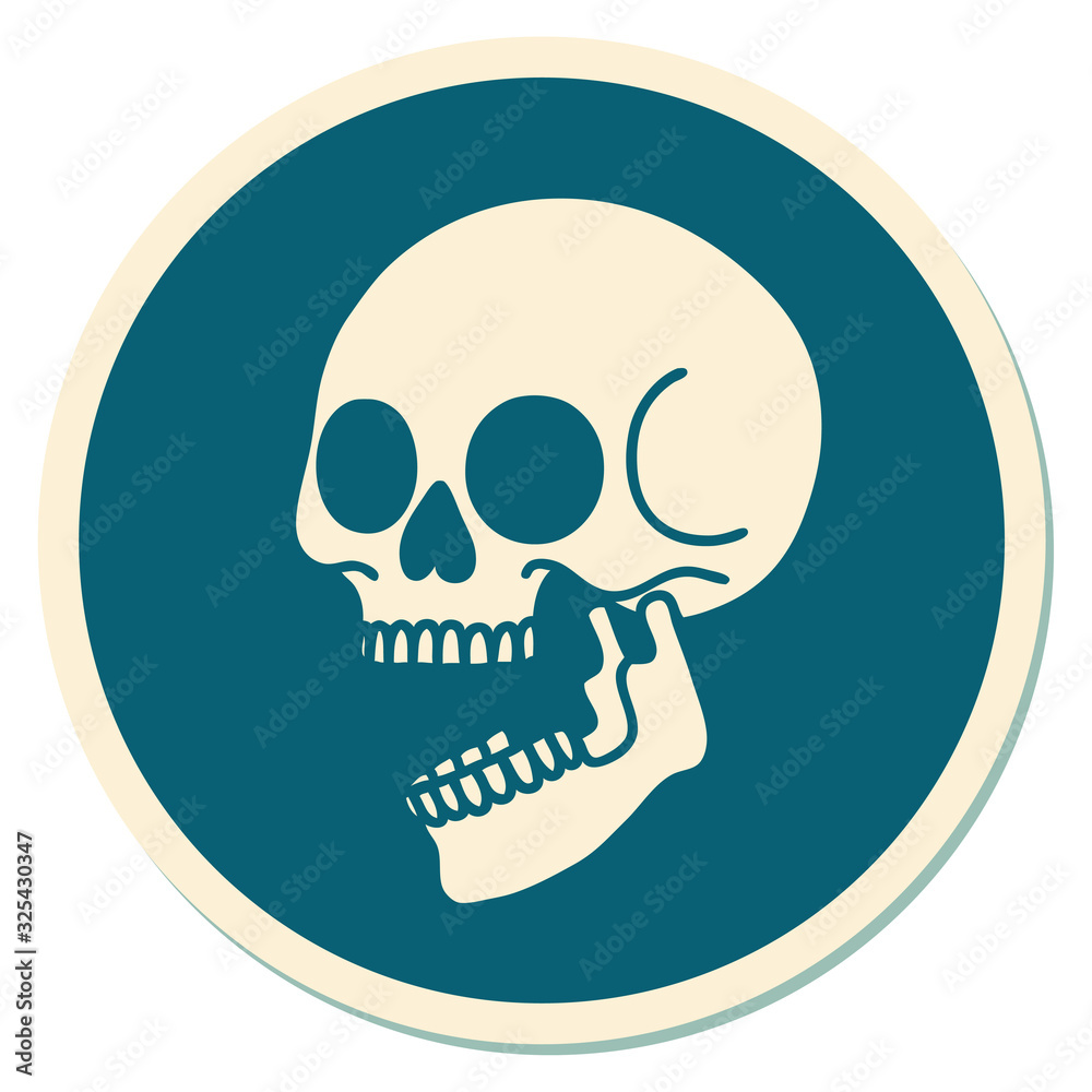 tattoo style sticker of a skull tattoo style sticker of a skull