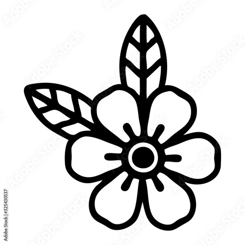 black line tattoo of a flower