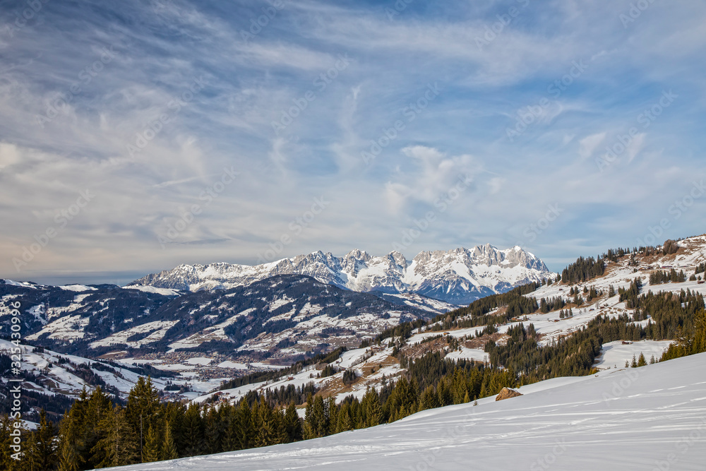 kirchberg in tirol (austria), snow covered mountains