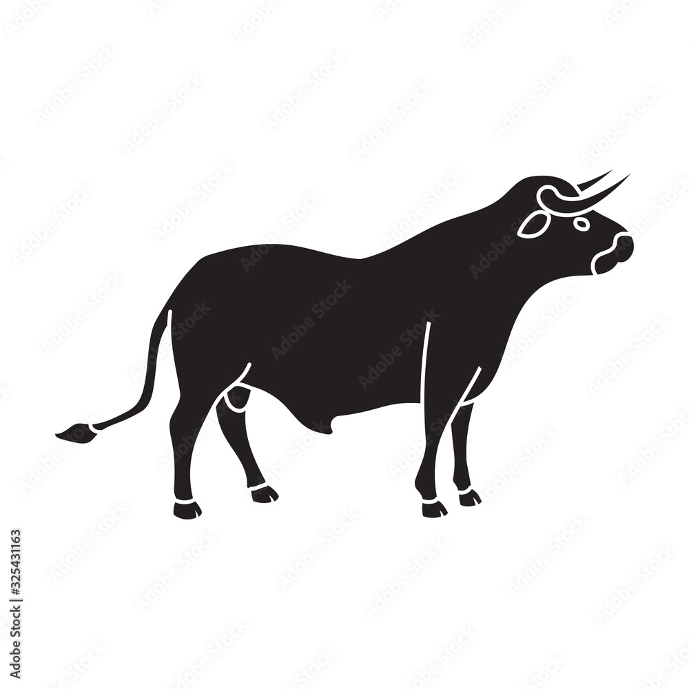 Bull vector icon.Black vector icon isolated on white background bull.