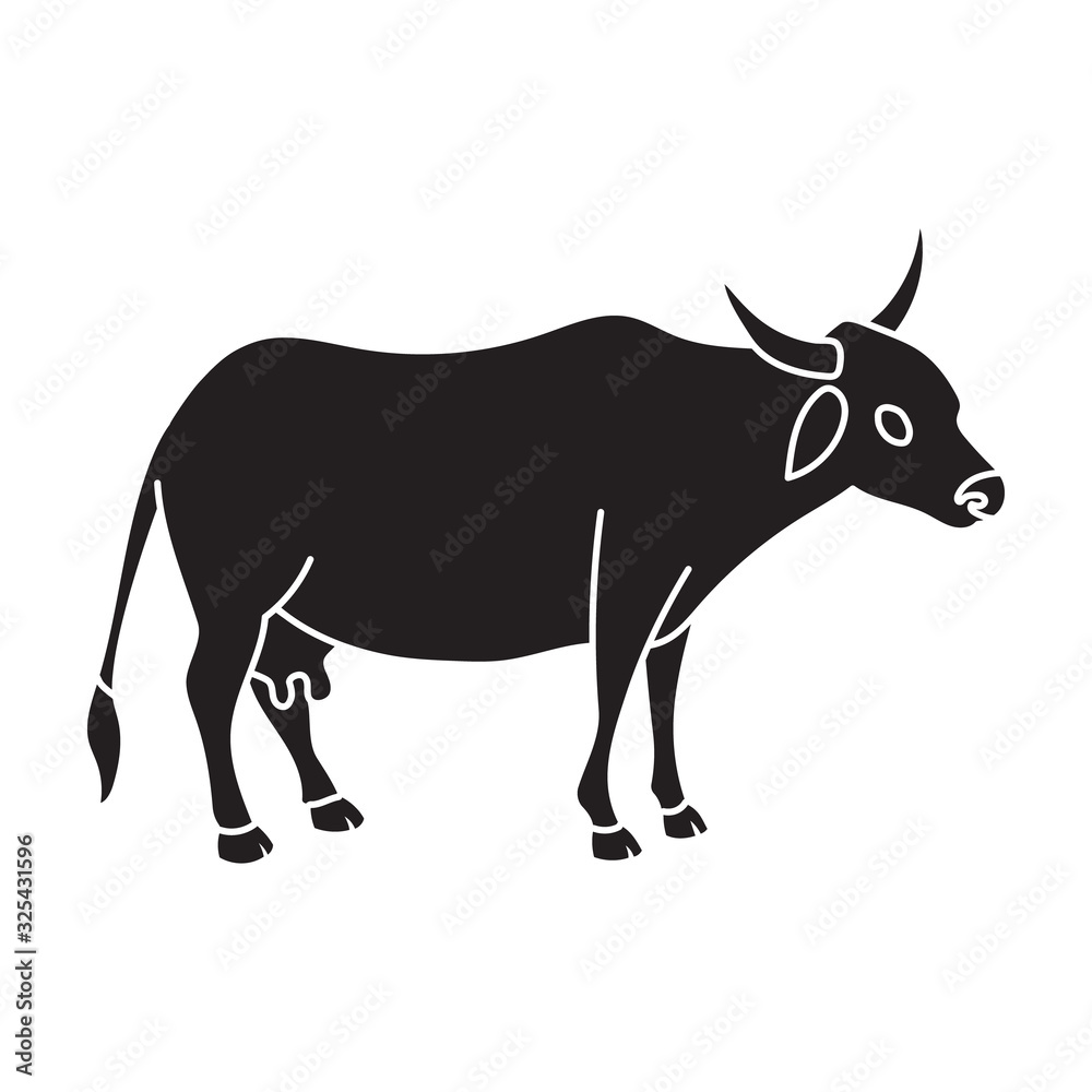 Cow of animal vector icon.Black vector icon isolated on white background cow of animal.