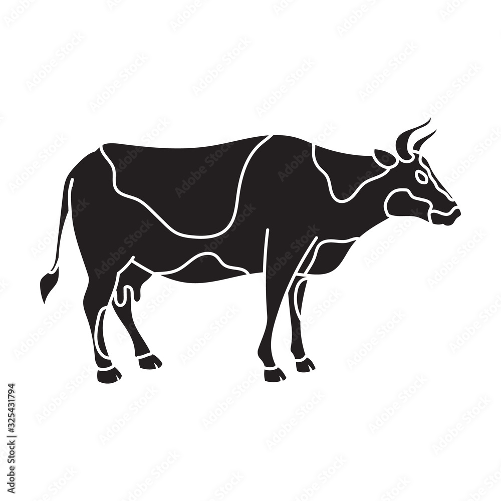Fototapeta premium Cow vector icon.Black vector icon isolated on white background cow.