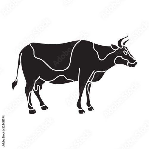 Cow vector icon.Black vector icon isolated on white background cow.