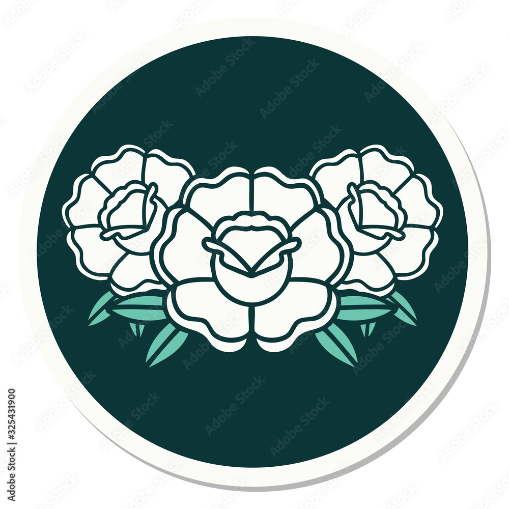 tattoo style sticker of a bouquet of flowers tattoo style sticker of a bouquet of flowers
