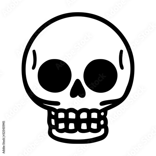 black line tattoo of a skull
