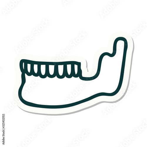 tattoo style sticker of a skeleton jaw