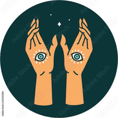 tattoo style icon of mystic hands