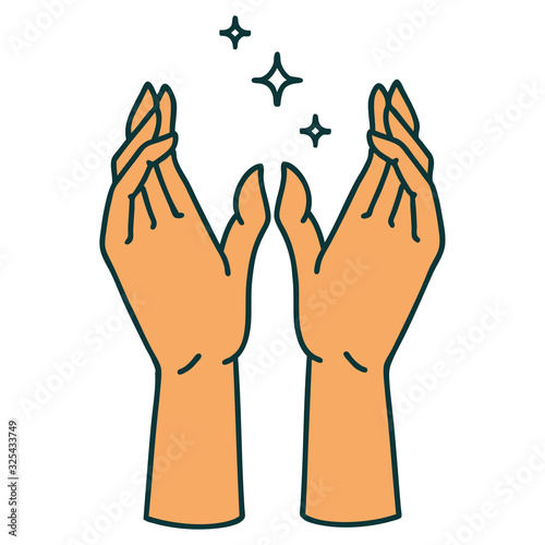 tattoo style icon of mystic hands