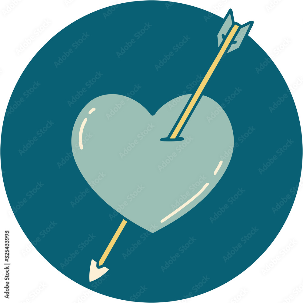 tattoo style icon of an arrow and heart