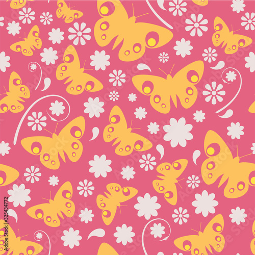 Seamless pattern with butterflies and floral romantic elements. Great for textiles  banners  scrapbooking  wallpapers  wrapping paper  notebook covers.