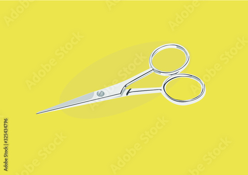 Silver Scissors. Vector Illustrator, Isolated.