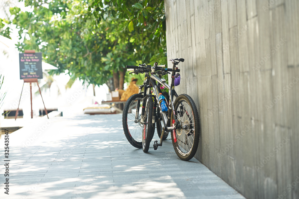 bicycles for tourist travel parking at beach front way bicycles for tourist travel parking at beach front way