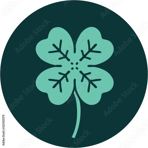 tattoo style icon of a 4 leaf clover