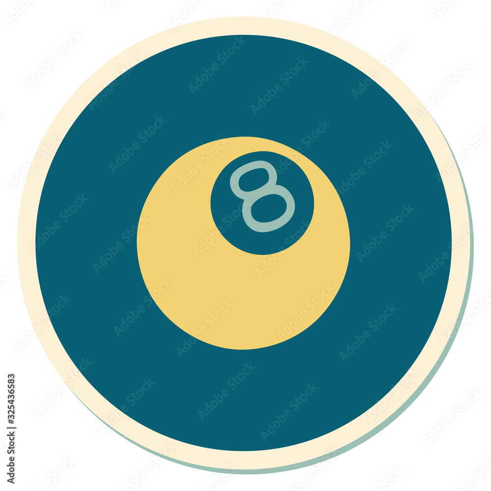 tattoo style sticker of a 8 ball tattoo style sticker of a 8 ball