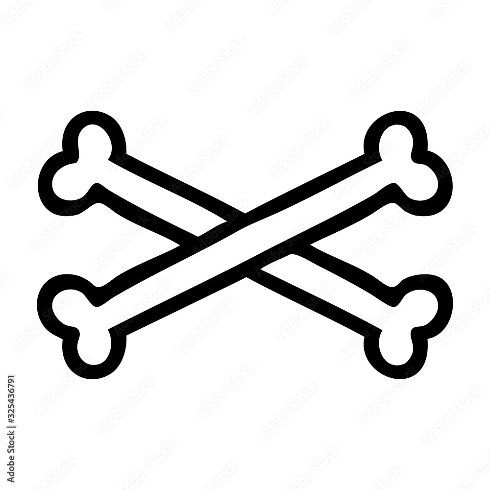 black line tattoo of cross bones