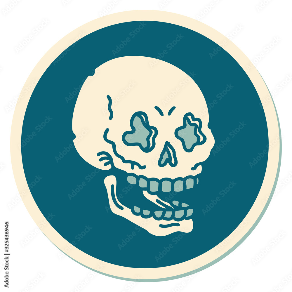 tattoo style sticker of a skull tattoo style sticker of a skull