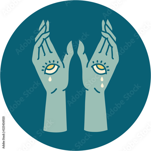 tattoo style icon of mystic hands