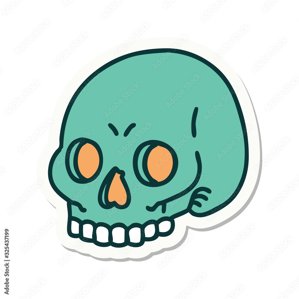tattoo style sticker of a skull tattoo style sticker of a skull