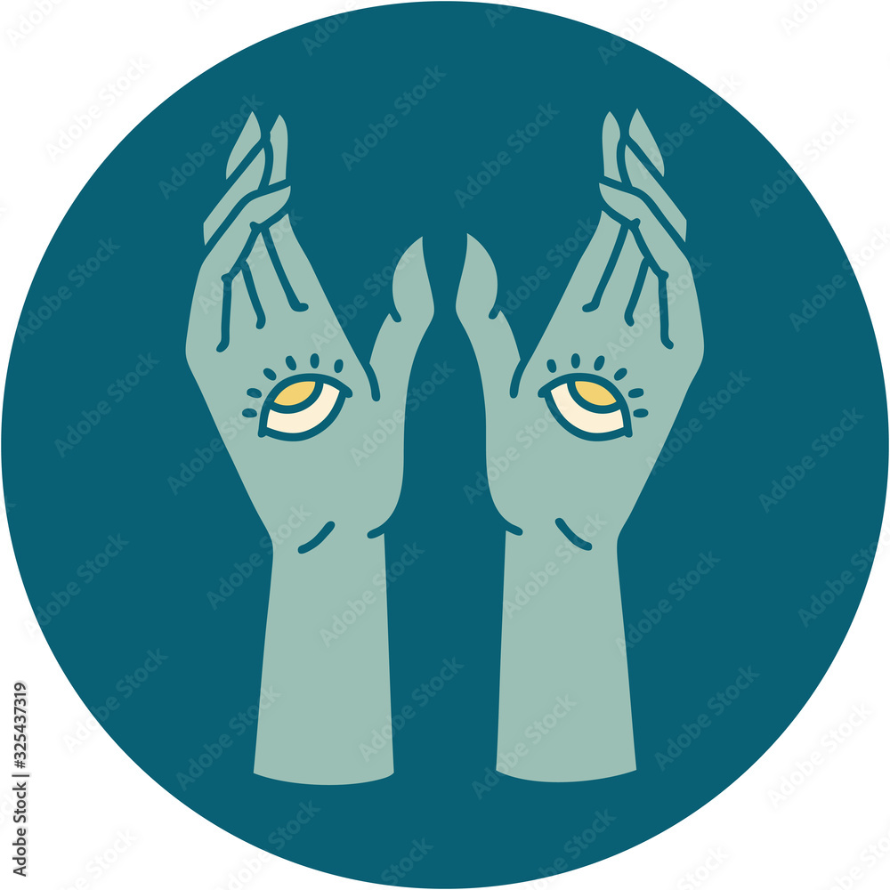 tattoo style icon of mystic hands