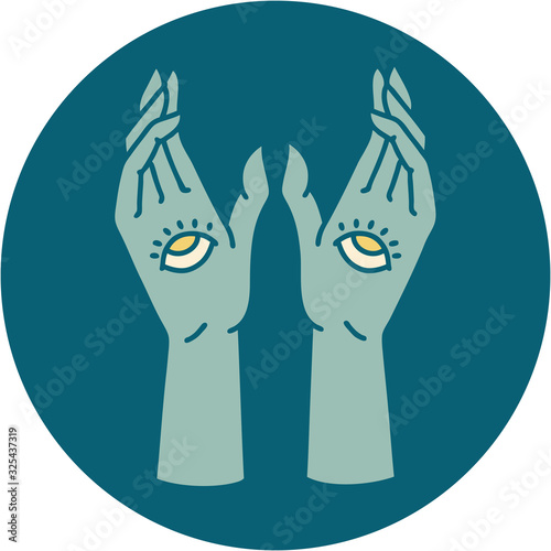 tattoo style icon of mystic hands