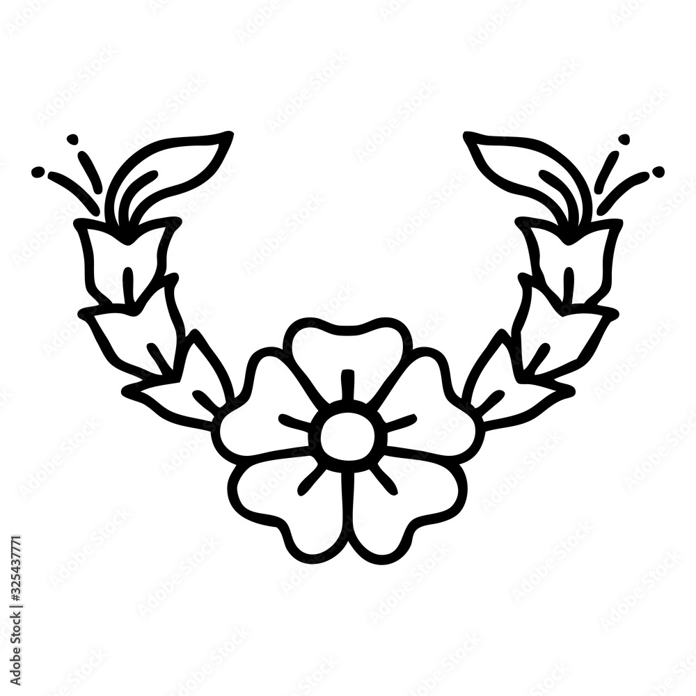 black line tattoo of a decorative flower