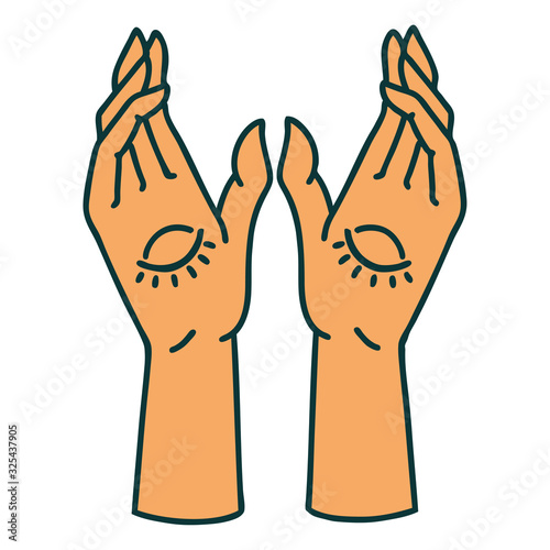 tattoo style icon of mystic hands