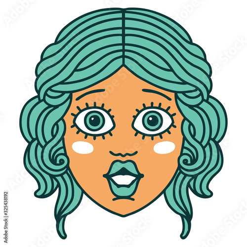 tattoo style icon of female face