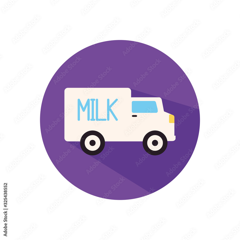 Isolated milk truck flat style icon vector design Isolated milk truck flat style icon vector design