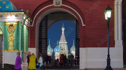 Iberian Gate Resurrection Gate of historic Kitai-gorod Wall in Moscow, Russia timelapse