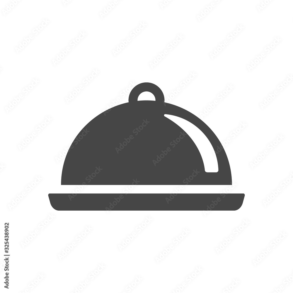 Food tray cover symbol. Menu title logo. Vector icon graphic art isolated on white background. Food tray cover symbol. Menu title logo. Vector icon graphic art isolated on white background.