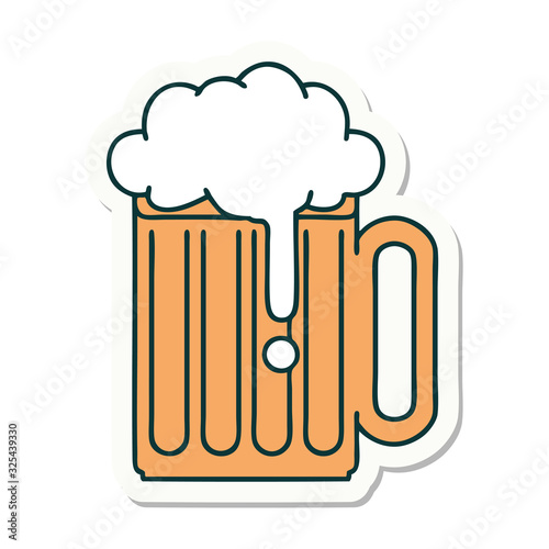 tattoo style sticker of a beer tankard