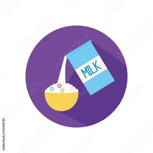 Isolated milk box and cereal flat style icon vector design