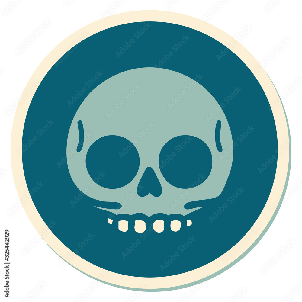 tattoo style sticker of a skull tattoo style sticker of a skull